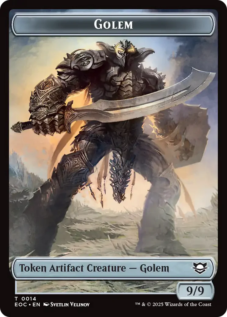 Elemental (0007) // Golem (0014) Double-Sided Token [Edge of Eternities Commander Tokens] - Image 2