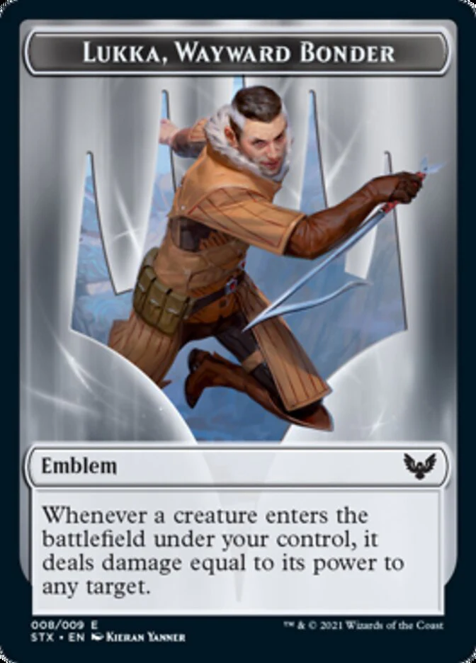 Elemental // Lukka, Wayward Bonder Emblem Double-Sided Token [Strixhaven: School of Mages Tokens] - Image 2