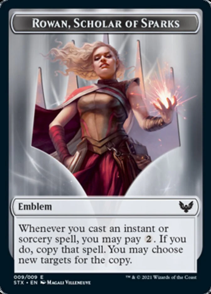 Fractal // Rowan, Scholar of Sparks Emblem Double-Sided Token [Strixhaven: School of Mages Tokens] - Image 2