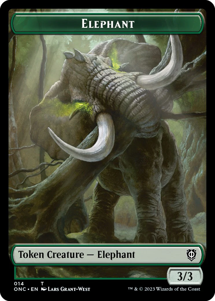 Human Soldier // Elephant Double-Sided Token [Phyrexia: All Will Be One Commander Tokens] - Image 2