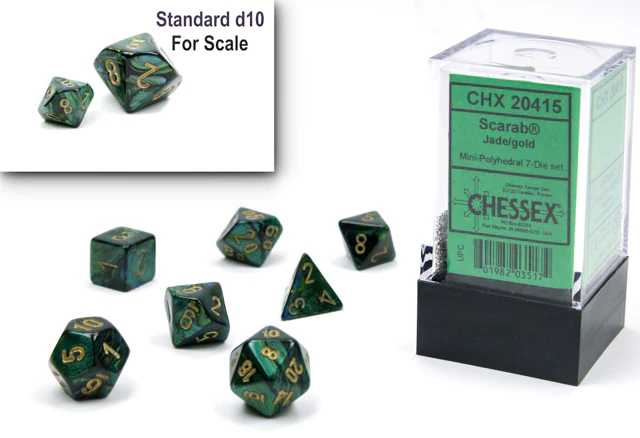MINI SCARAB 7-DIE SET JADE/GOLD